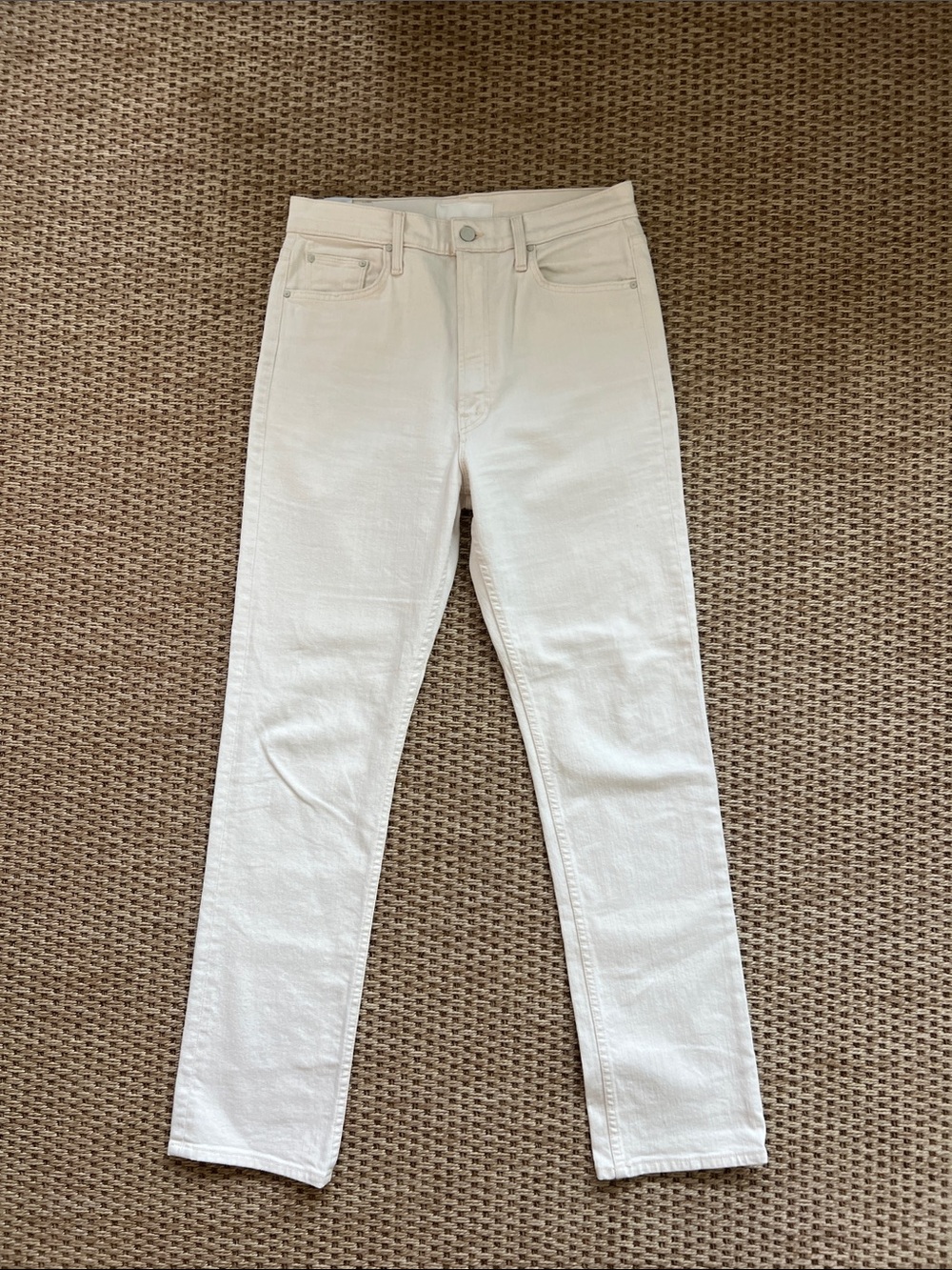 MOTHER womens White Straight Leg Jeans